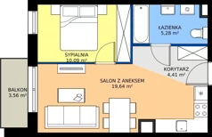 2 pokoje, mieszkanie 39,42 m², piętro 1, oferta nr 15, Julianów Verde II, Julianów, ul. Urbanistów