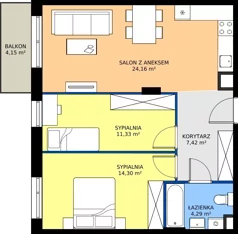 3 pokoje, mieszkanie 61,50 m², piętro 1, oferta nr 16, Julianów Verde II, Julianów, ul. Urbanistów