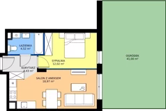 2 pokoje, mieszkanie 39,94 m², parter, oferta nr 1, Julianów Verde II, Julianów, ul. Urbanistów