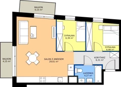 3 pokoje, mieszkanie 57,56 m², piętro 2, oferta nr 33, Julianów Verde II, Julianów, ul. Urbanistów