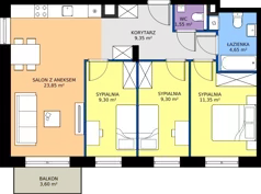 4 pokoje, mieszkanie 70,40 m², piętro 2, oferta nr 24, Zielone Sady III, Tarczyn, ul. Zielone Sady 11