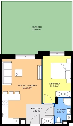 2 pokoje, mieszkanie 43,20 m², parter, oferta nr 9, Zielone Sady III 2B, Tarczyn, ul. Zielone Sady 11