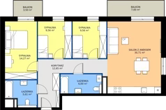 4 pokoje, mieszkanie 88,36 m², piętro 2, oferta nr 36, Na Skarpie II, Łódź, Widzew, Sikawa, ul. Strążyska