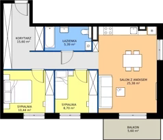 3 pokoje, mieszkanie 65,51 m², piętro 1, oferta nr 21, Na Skarpie II, Łódź, Widzew, Sikawa, ul. Strążyska