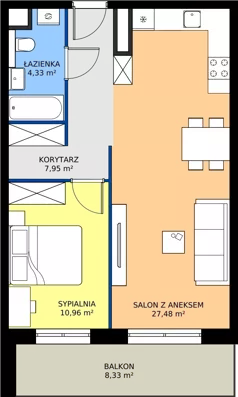 2 pokoje, mieszkanie 50,72 m², piętro 3, oferta nr 43, Na Skarpie II, Łódź, Widzew, Sikawa, ul. Strążyska