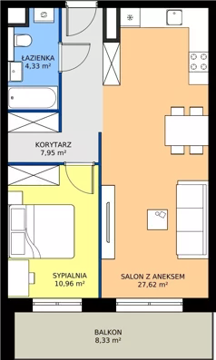 2 pokoje, mieszkanie 50,86 m², piętro 2, oferta nr 31, Na Skarpie II, Łódź, Widzew, Sikawa, ul. Strążyska