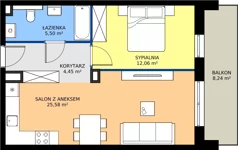 2 pokoje, mieszkanie 47,59 m², piętro 1, oferta nr 22, Na Skarpie II, Łódź, Widzew, Sikawa, ul. Strążyska