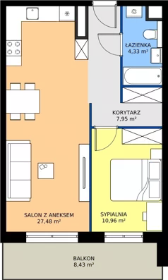2 pokoje, mieszkanie 50,72 m², piętro 3, oferta nr 44, Na Skarpie II, Łódź, Widzew, Sikawa, ul. Strążyska