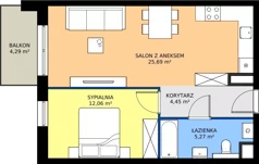 2 pokoje, mieszkanie 47,47 m², piętro 2, oferta nr 28, Na Skarpie II, Łódź, Widzew, Sikawa, ul. Strążyska