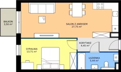 2 pokoje, mieszkanie 51,35 m², piętro 1, oferta nr 14, Na Skarpie II, Łódź, Widzew, Sikawa, ul. Strążyska