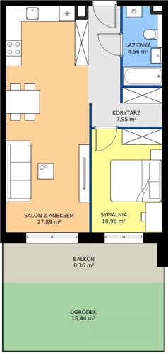 2 pokoje, mieszkanie 51,36 m², parter, oferta nr 8, Na Skarpie II, Łódź, Widzew, Sikawa, ul. Strążyska