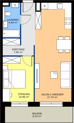 2 pokoje, mieszkanie 51,15 m², piętro 1, oferta nr 19, Na Skarpie II, Łódź, Widzew, Sikawa, ul. Strążyska