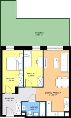 3 pokoje, mieszkanie 60,33 m², parter, oferta nr 77, Na Wspólnej Etap II, Wólka Grodziska, ul. Wspólna 5
