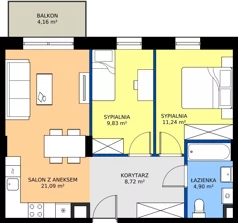 3 pokoje, mieszkanie 55,78 m², piętro 1, oferta nr 19, Na Wspólnej Etap II, Wólka Grodziska, ul. Wspólna 5