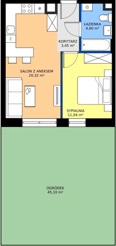 2 pokoje, mieszkanie 39,41 m², parter, oferta nr 11, Na Wspólnej Etap II, Wólka Grodziska, ul. Wspólna 5