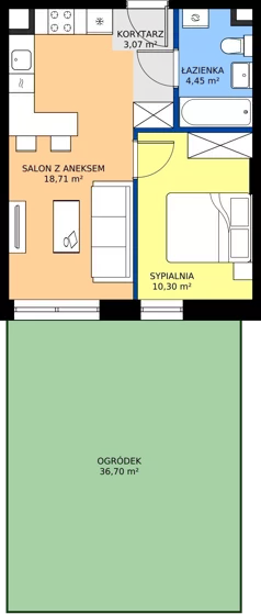 2 pokoje, mieszkanie 36,53 m², parter, oferta nr 2, Na Wspólnej Etap II, Wólka Grodziska, ul. Wspólna 5