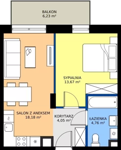 2 pokoje, mieszkanie 40,66 m², piętro 1, oferta nr 85, Na Wspólnej Etap II, Wólka Grodziska, ul. Wspólna 5