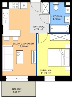 2 pokoje, mieszkanie 39,09 m², piętro 1, oferta nr 22, Na Wspólnej Etap II, Wólka Grodziska, ul. Wspólna 5
