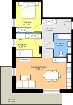 3 pokoje, mieszkanie 59,79 m², piętro 2, oferta nr 95, Na Wspólnej Etap II, Wólka Grodziska, ul. Wspólna 5