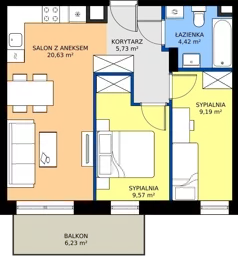 3 pokoje, mieszkanie 49,54 m², piętro 1, oferta nr 92, Na Wspólnej Etap II, Wólka Grodziska, ul. Wspólna 5