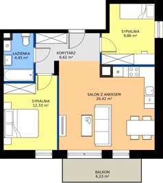 3 pokoje, mieszkanie 59,68 m², piętro 2, oferta nr 33, Na Wspólnej Etap II, Wólka Grodziska, ul. Wspólna 5