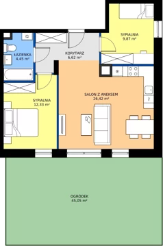 3 pokoje, mieszkanie 59,69 m², parter, oferta nr 9, Na Wspólnej Etap II, Wólka Grodziska, ul. Wspólna 5
