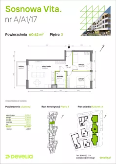 3 pokoje, mieszkanie 60,62 m², piętro 3, oferta nr A/A1/017, Sosnowa Vita, Józefów, ul. Piłsudskiego