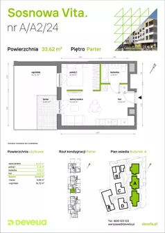 1 pokój, mieszkanie 33,62 m², parter, oferta nr A/A2/024, Sosnowa Vita, Józefów, Piłsudskiego