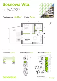 2 pokoje, mieszkanie 40,38 m², parter, oferta nr A/A2/027, Sosnowa Vita, Józefów, Piłsudskiego