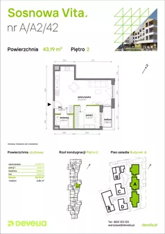 2 pokoje, mieszkanie 43,19 m², piętro 2, oferta nr A/A2/042, Sosnowa Vita, Józefów, ul. Piłsudskiego