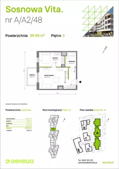 1 pokój, mieszkanie 39,90 m², piętro 3, oferta nr A/A2/048, Sosnowa Vita, Józefów, Piłsudskiego