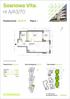 2 pokoje, mieszkanie 43,79 m², piętro 2, oferta nr A/A3/070, Sosnowa Vita, Józefów, ul. Piłsudskiego