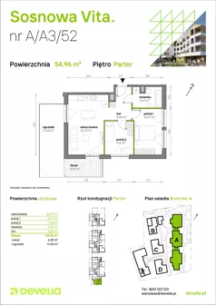 3 pokoje, mieszkanie 54,94 m², piętro 1, oferta nr A/A3/057, Sosnowa Vita, Józefów, Piłsudskiego