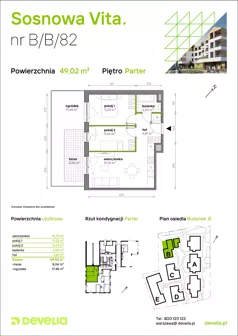 3 pokoje, mieszkanie 47,54 m², piętro 1, oferta nr C/C/107, Sosnowa Vita, Józefów, Piłsudskiego