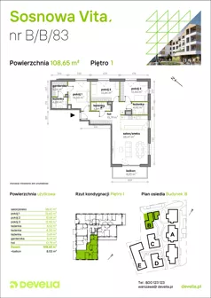 4 pokoje, mieszkanie 108,65 m², piętro 1, oferta nr B/B/083, Sosnowa Vita, Józefów, Piłsudskiego