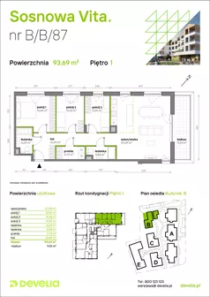 4 pokoje, mieszkanie 93,69 m², piętro 1, oferta nr B/B/087, Sosnowa Vita, Józefów, Piłsudskiego