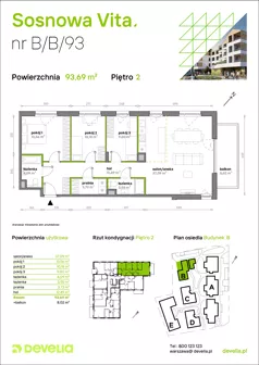4 pokoje, mieszkanie 93,69 m², piętro 2, oferta nr B/B/093, Sosnowa Vita, Józefów, Piłsudskiego