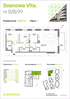 4 pokoje, mieszkanie 93,69 m², piętro 3, oferta nr B/B/099, Sosnowa Vita, Józefów, ul. Piłsudskiego