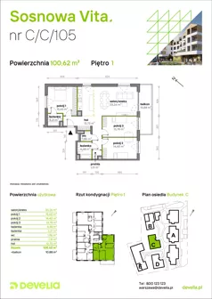 4 pokoje, mieszkanie 100,62 m², piętro 1, oferta nr C/C/105, Sosnowa Vita, Józefów, ul. Piłsudskiego