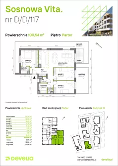 4 pokoje, mieszkanie 100,56 m², piętro 1, oferta nr D/D/121, Sosnowa Vita, Józefów, Piłsudskiego