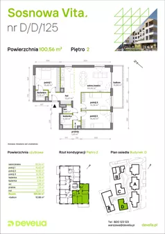 4 pokoje, mieszkanie 100,56 m², piętro 2, oferta nr D/D/125, Sosnowa Vita, Józefów, ul. Piłsudskiego