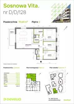 4 pokoje, mieszkanie 93,65 m², piętro 2, oferta nr D/D/128, Sosnowa Vita, Józefów, ul. Piłsudskiego
