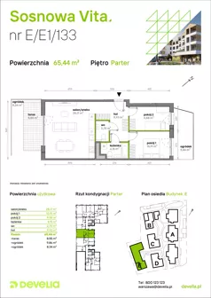 3 pokoje, mieszkanie 60,54 m², piętro 1, oferta nr B/B/086, Sosnowa Vita, Józefów, Piłsudskiego