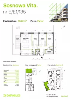 4 pokoje, mieszkanie 95,41 m², piętro 1, oferta nr E/E1/139, Sosnowa Vita, Józefów, Piłsudskiego