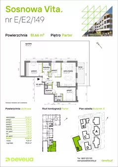 4 pokoje, mieszkanie 81,66 m², parter, oferta nr E/E2/149, Sosnowa Vita, Józefów, Piłsudskiego