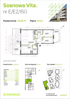4 pokoje, mieszkanie 84,85 m², parter, oferta nr E/E2/150, Sosnowa Vita, Józefów, Piłsudskiego