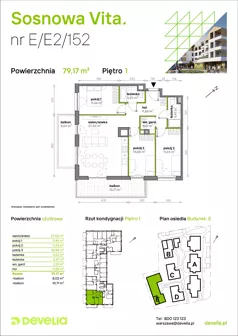 4 pokoje, mieszkanie 79,17 m², piętro 1, oferta nr E/E2/152, Sosnowa Vita, Józefów, ul. Piłsudskiego