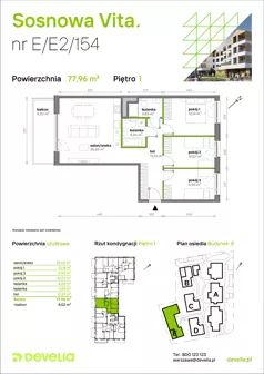 4 pokoje, mieszkanie 77,96 m², piętro 1, oferta nr E/E2/154, Sosnowa Vita, Józefów, Piłsudskiego