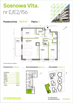 4 pokoje, mieszkanie 79,17 m², piętro 2, oferta nr E/E2/156, Sosnowa Vita, Józefów, Piłsudskiego