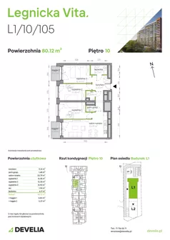 4 pokoje, mieszkanie 80,27 m², piętro 10, oferta nr L1/10/105, Legnicka Vita, Wrocław, Gądów-Popowice Południowe, Popowice, ul. Legnicka 52 A
